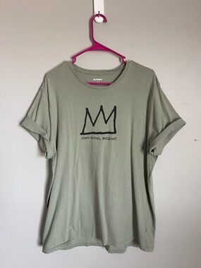 OLD NAVY | Sage Green Crew Neck JEAN MICHEL BASQUIAT Tee Sz XL